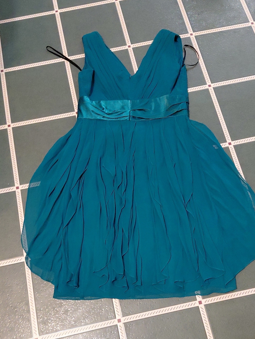 Kay Unger Teal Dress with Draped Neckline